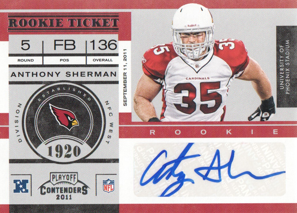 2011 Playoff Contenders #112 Anthony Sherman AU RC