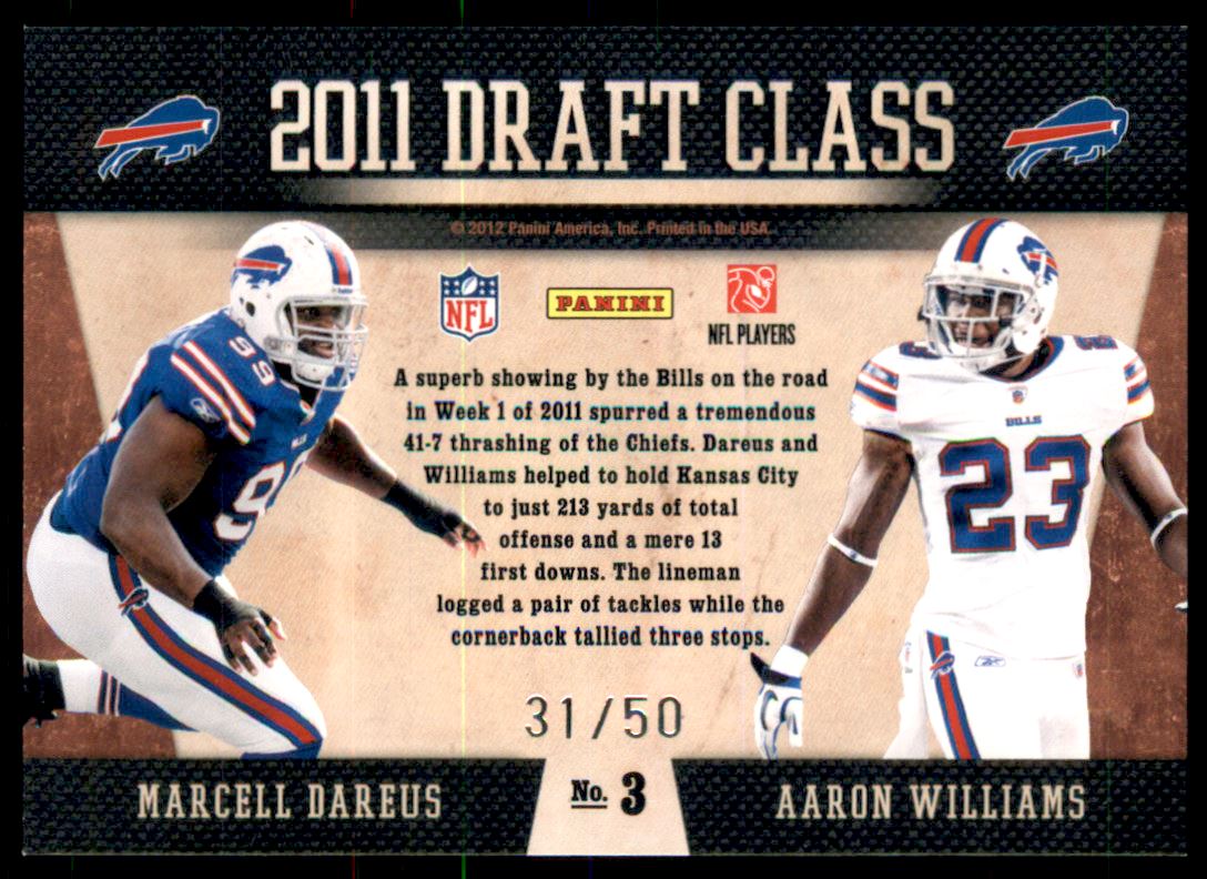 2011 Playoff Contenders Draft Class Black #3 Marcell Dareus/Aaron Williams back image