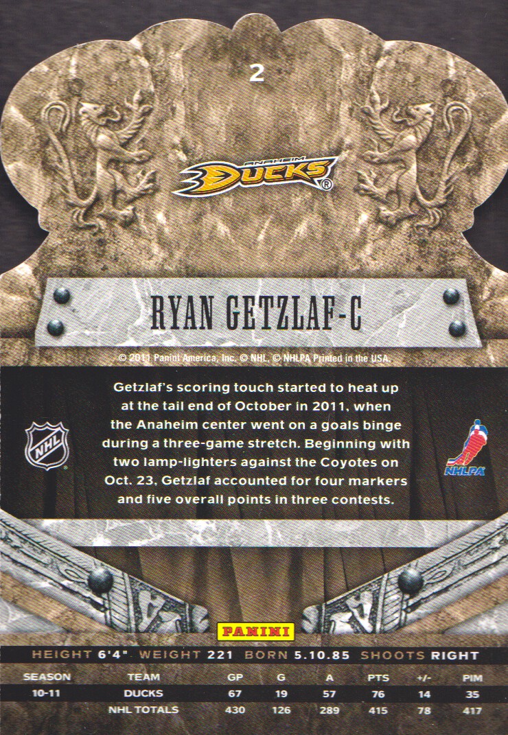 2011-12 Crown Royale #2 Ryan Getzlaf back image