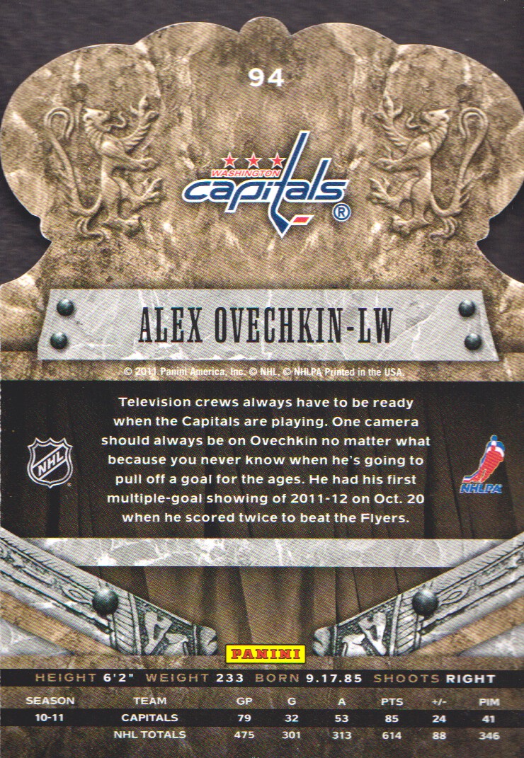 2011-12 Crown Royale #94 Alex Ovechkin back image