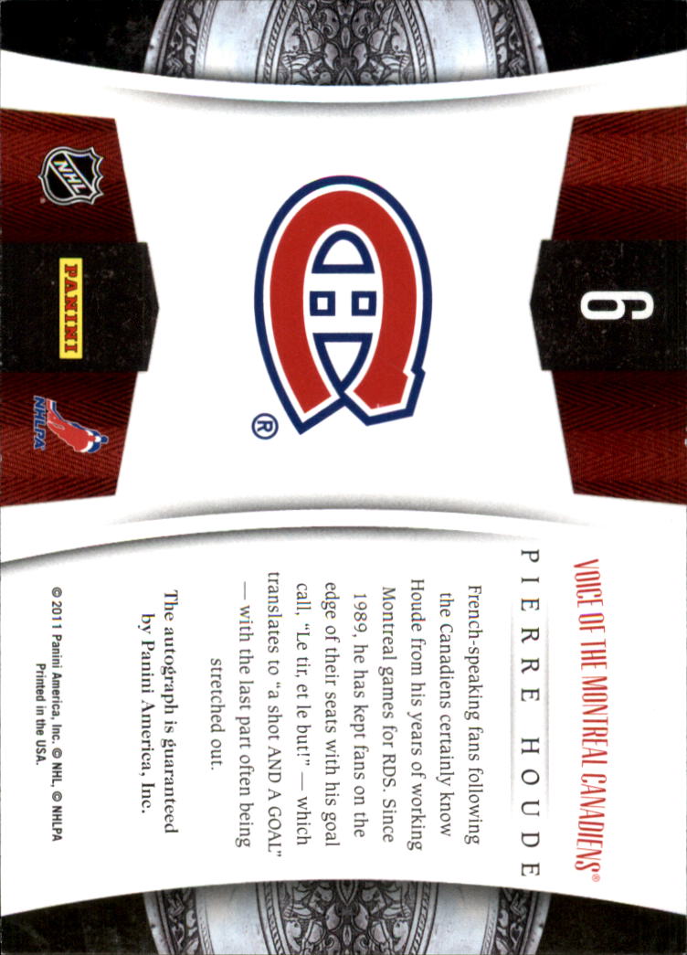 2011-12 Crown Royale Voices of the Game Signatures #6 Pierre Houde back image