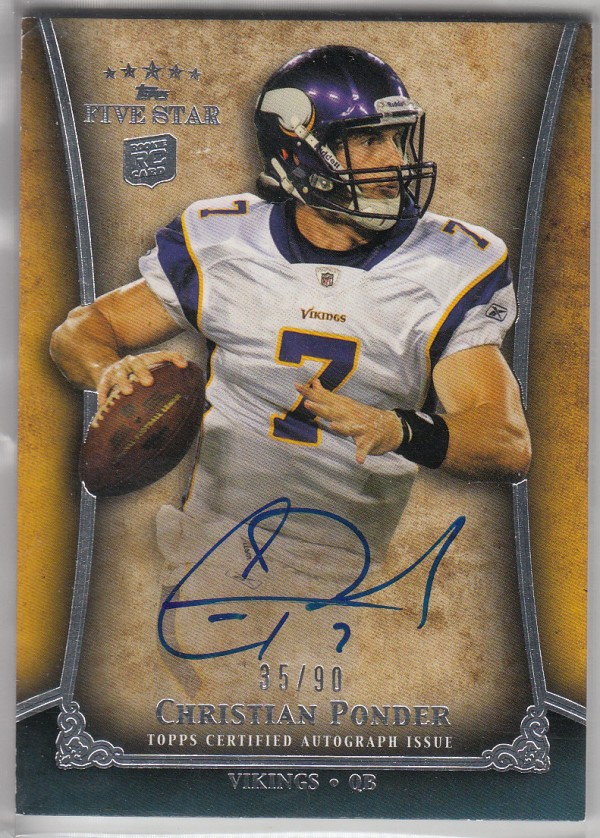 2011 Topps Five Star Rookie Autographs #FSFACP Christian Ponder/90