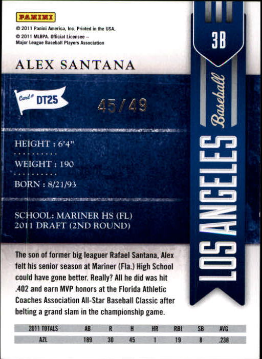 2011 Playoff Contenders Draft Ticket Artist's Proof #DT25 Alex Santana back image