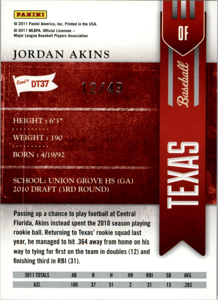 2011 Playoff Contenders Draft Ticket Artist's Proof #DT37 Jordan Akins back image