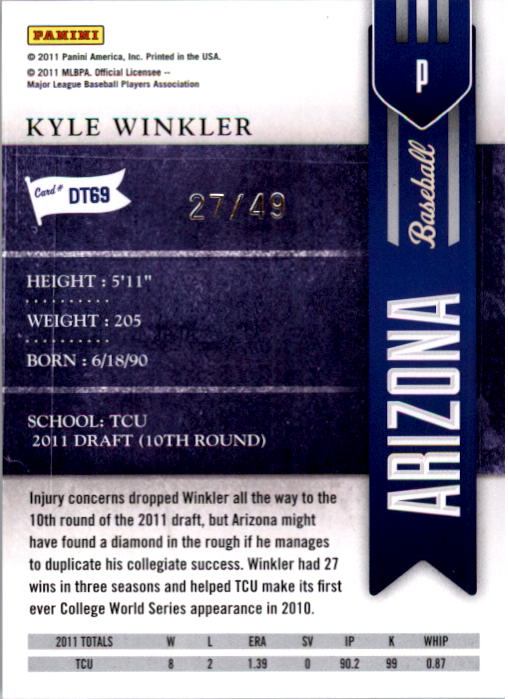 2011 Playoff Contenders Draft Ticket Artist's Proof #DT69 Kyle Winkler back image