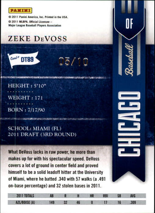 2011 Playoff Contenders Draft Ticket 1st Day Proof #DT89 Zeke DeVoss back image