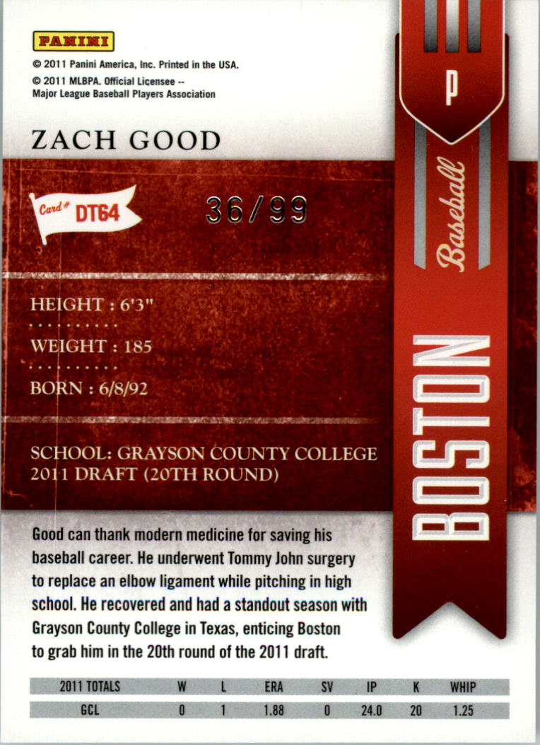 2011 Playoff Contenders Draft Ticket Playoff Tickets #DT64 Zach Good back image