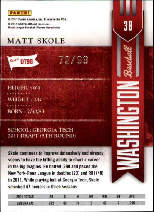 2011 Playoff Contenders Draft Ticket Playoff Tickets #DT98 Matt Skole back image