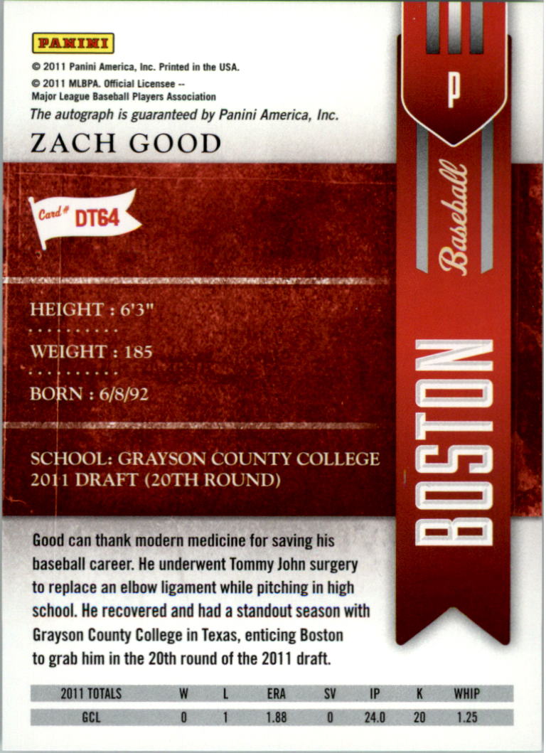 2011 Playoff Contenders Draft Ticket Autographs #DT64 Zach Good/246 * back image