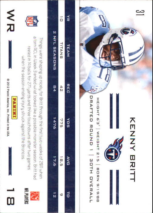 2011 Totally Certified #31 Kenny Britt back image