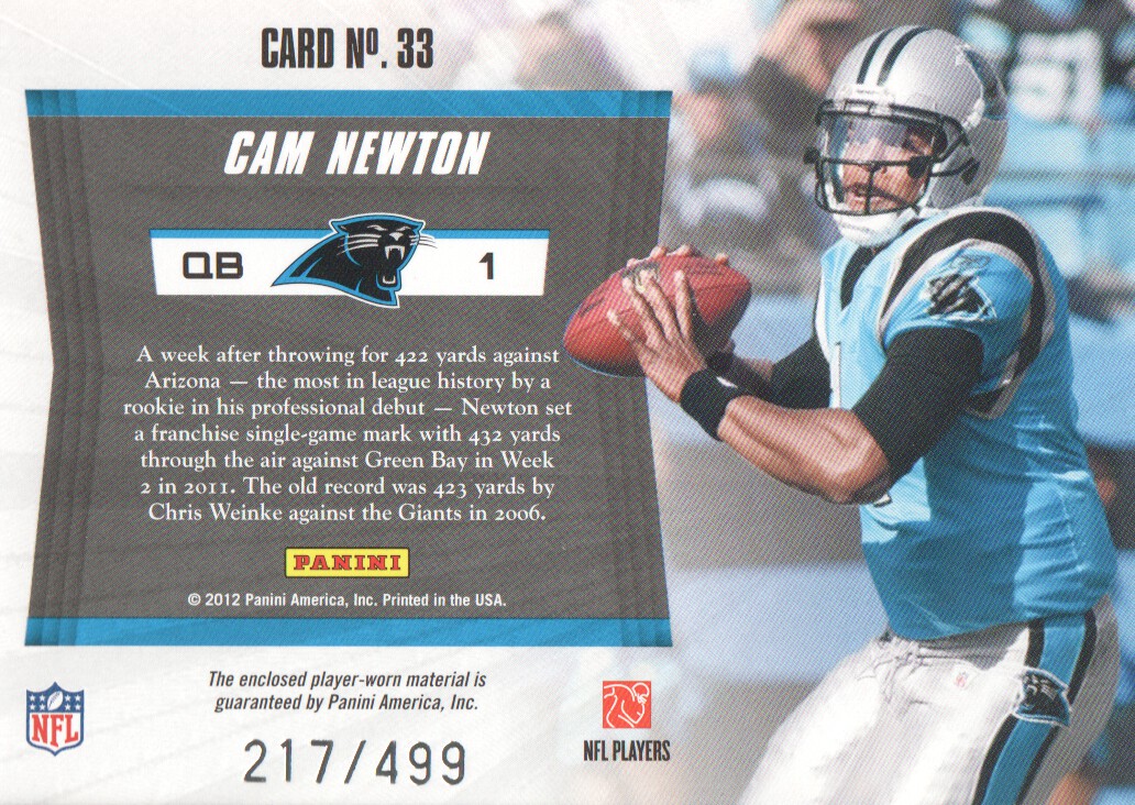 2011 Totally Certified Future Materials #33 Cam Newton back image