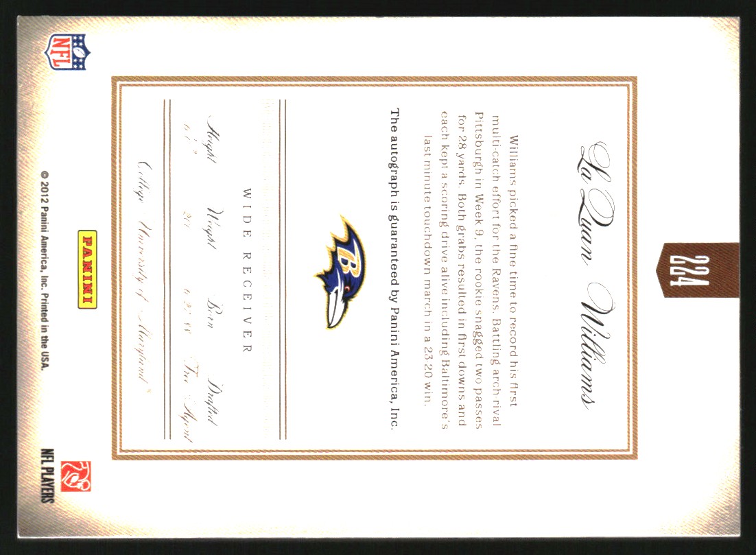 2011 Prime Signatures Autographs Gold #224 LaQuan Williams/49
