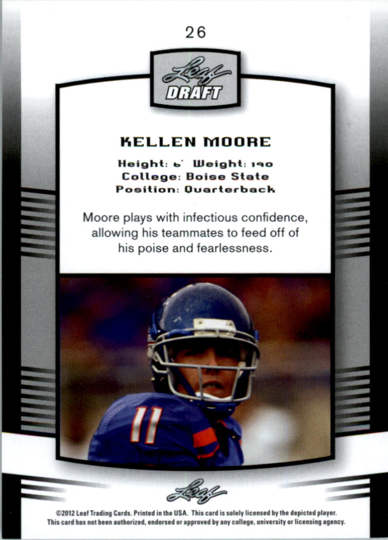 2012 Leaf Draft Blue #26 Kellen Moore back image