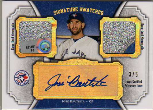 2012 Topps Museum Collection Signature Swatches Dual Relic Autographs Patches 5 #JBA Jose Bautista