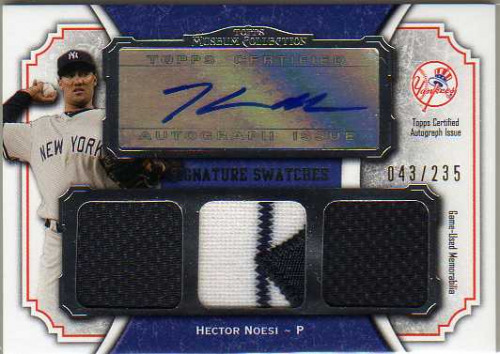 2012 Topps Museum Collection Signature Swatches Triple Relic Autographs #HN Hector Noesi/235
