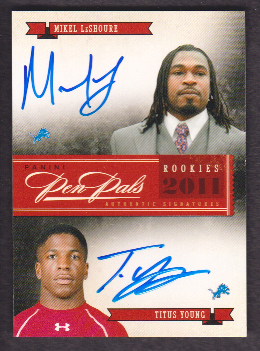 2011 Playoff National Treasures Pen Pals #4 Mikel Leshoure/25/Titus Young