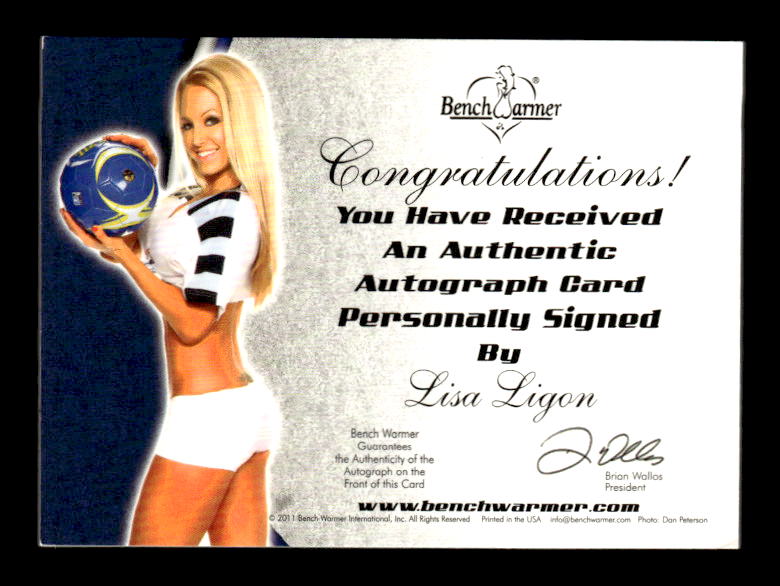 2012 Bench Warmer Soccer Autographs #24 Lisa Ligon back image