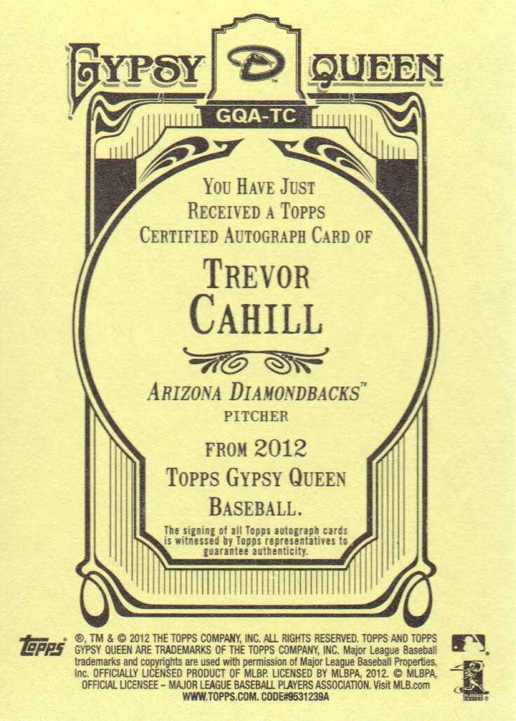 2012 Topps Gypsy Queen Autographs #TC Trevor Cahill back image