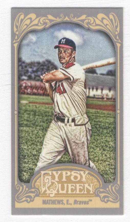 2012 Topps Gypsy Queen Mini Straight Cut Back #228 Eddie Mathews