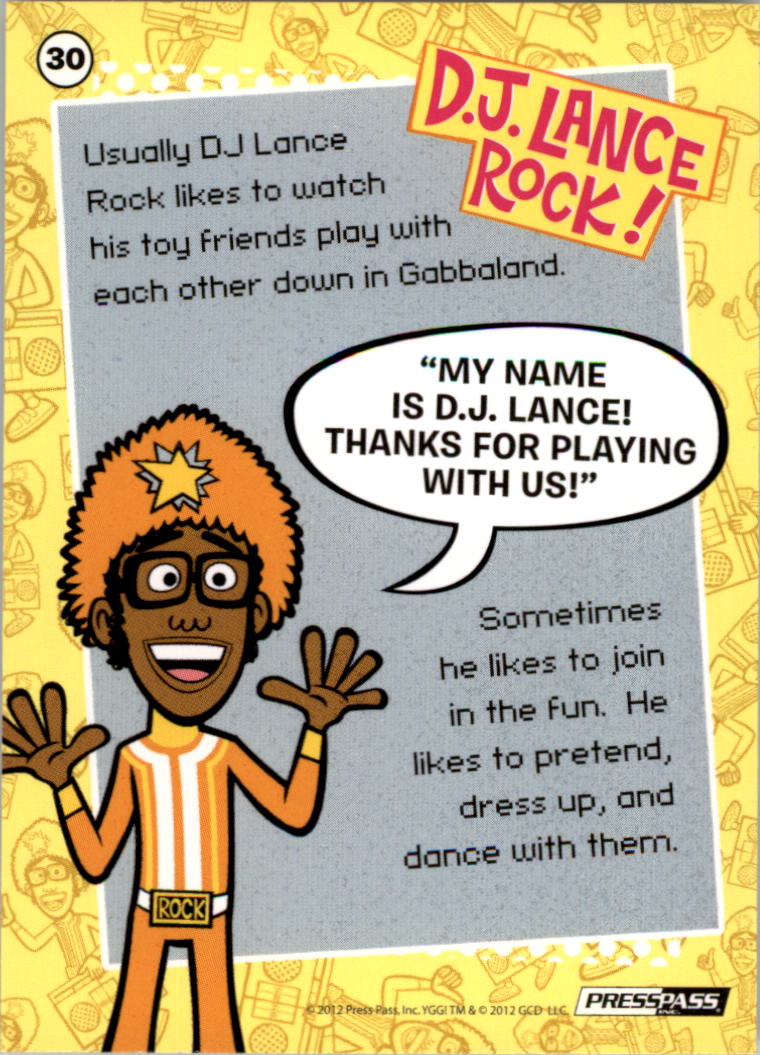 2012 Press Pass Yo Gabba Gabba #30 DJ Lance Rock back image
