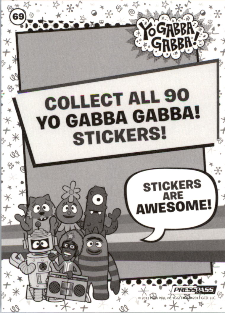 2012 press pass yo gabba gabba stickers 69 sing a long songs the