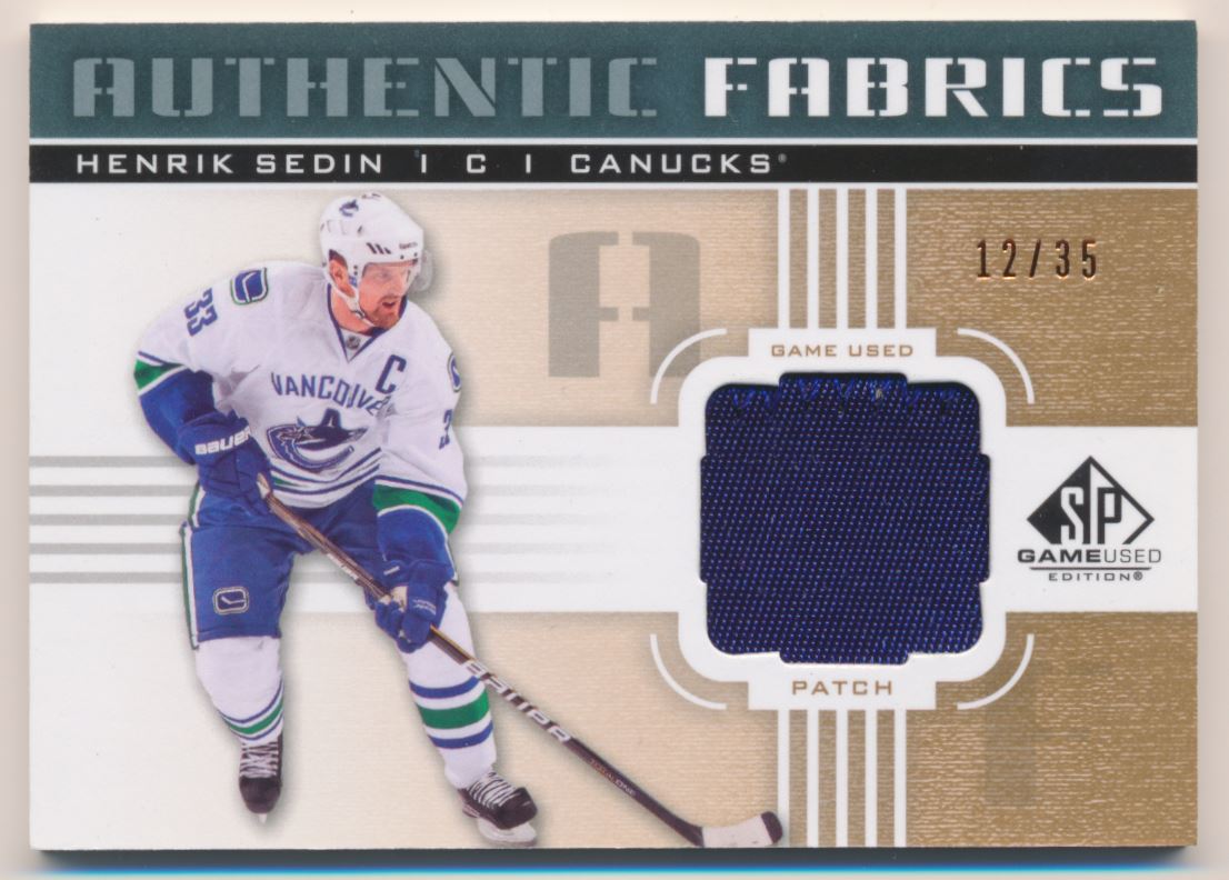 2011-12 SP Game Used Authentic Fabrics Patches #AFHS Henrik Sedin/35