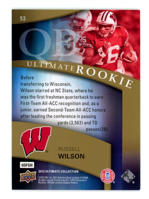 2012 Ultimate Collection #53 Russell Wilson back image