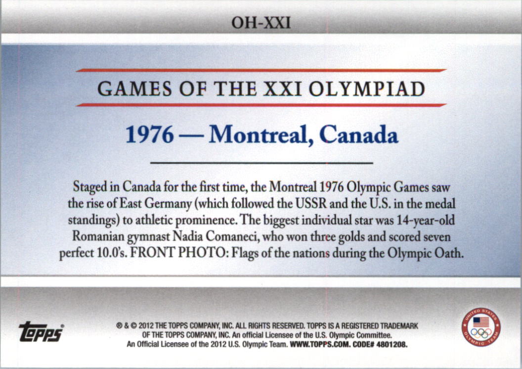 2012 Topps U.S. Olympic Team Heritage of the Games #OH21 1976 Montreal, Canada back image
