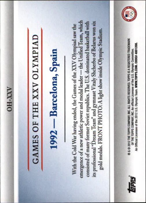 2012 Topps U.S. Olympic Team Heritage of the Games #OH25 1992 Barcelona, Spain