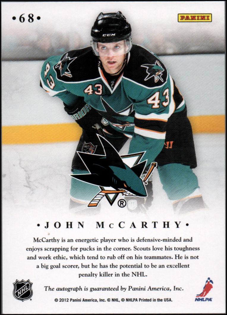 2011-12 Elite Signings #68 John McCarthy back image