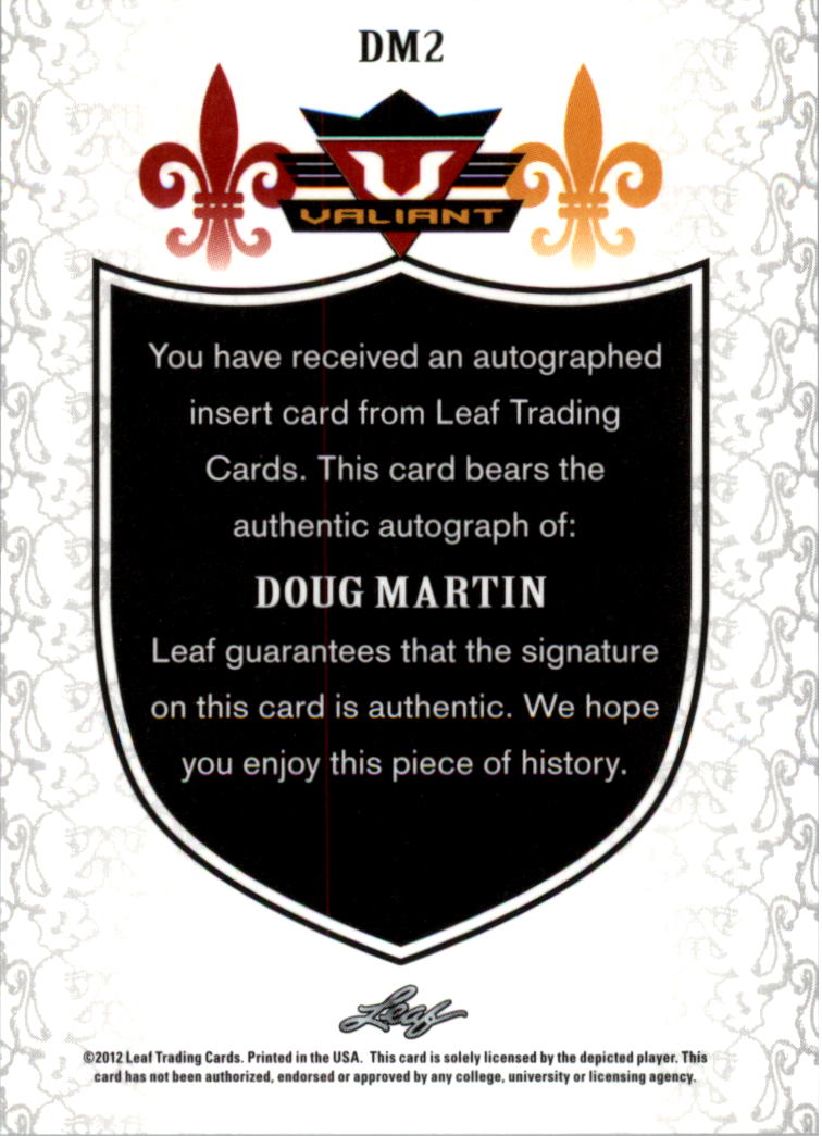 2012 Leaf Valiant Draft #DM2 Doug Martin back image
