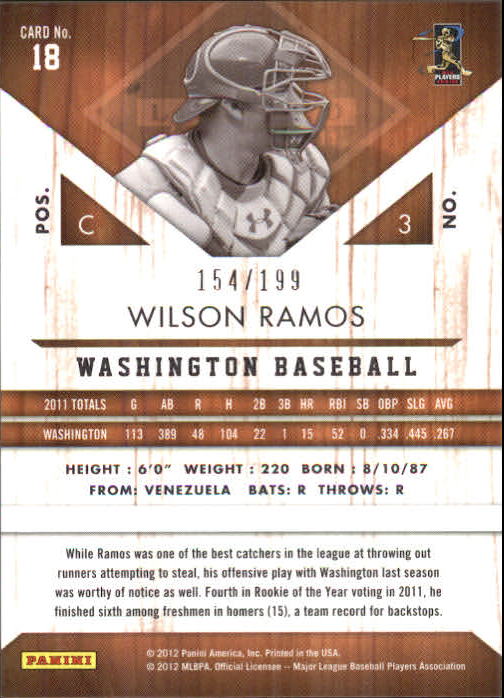 2011 Limited OptiChrome #18 Wilson Ramos back image