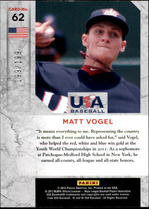 2011 Limited USA Baseball National Team #62 Matt Vogel back image