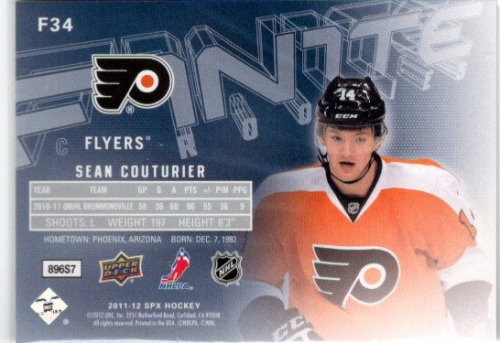 2011-12 SPx Finite Rookies #F34 Sean Couturier/99 back image
