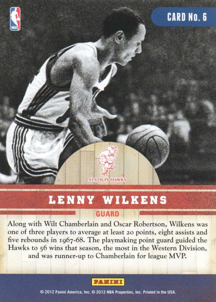 2011-12 Panini Past and Present Changing Times #6 Lenny Wilkens back image