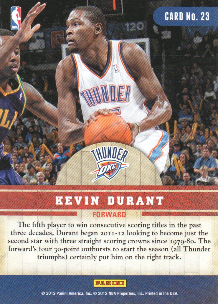 2011-12 Panini Past and Present Changing Times #23 Kevin Durant back image