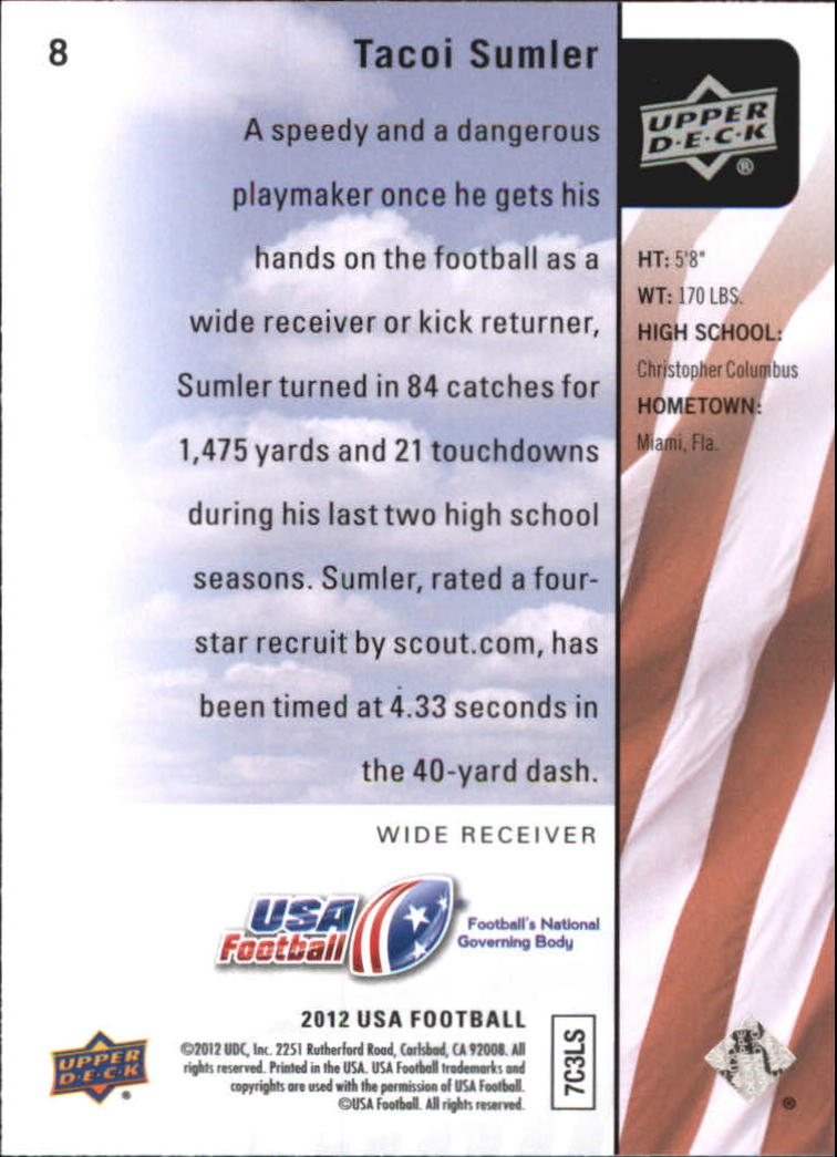 2011-12 Upper Deck USA Football #8 Tacoi Sumler back image