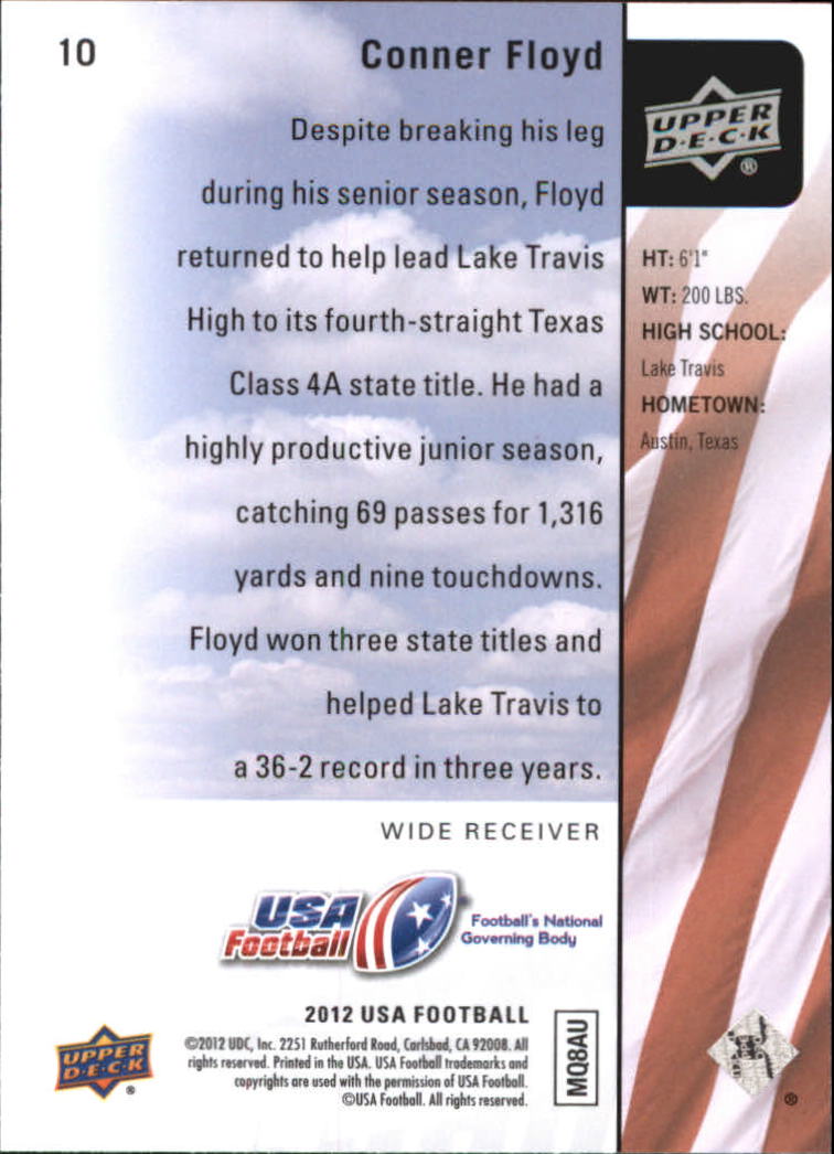 2011-12 Upper Deck USA Football #10 Conner Floyd back image