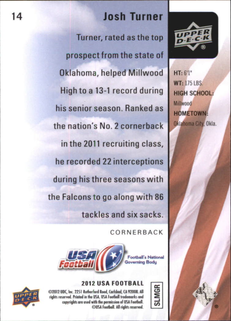 2011-12 Upper Deck USA Football #14 Josh Turner back image