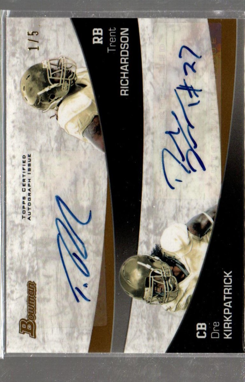 2012 Bowman Autographs Dual Gold #BDARK Trent Richardson/Dre Kirkpatrick