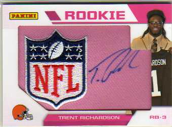 2012 Panini Father's Day Manufactured Patch Autographs #TR Trent Richardson/(NFL shield swatch)