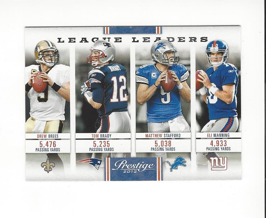 2012 Prestige League Leaders #16 Drew Brees/Tom Brady/Matthew Stafford/Eli Manning
