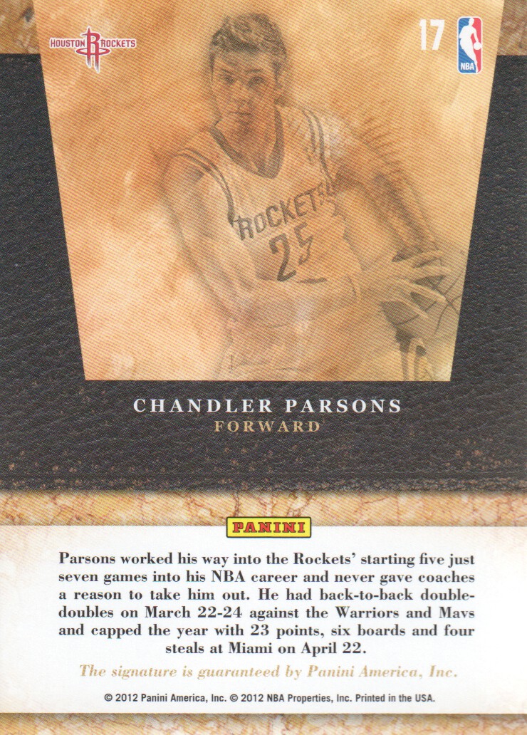 2011-12 Limited 2011 Draft Pick Redemptions Autographs #XRCZ Chandler Parsons back image
