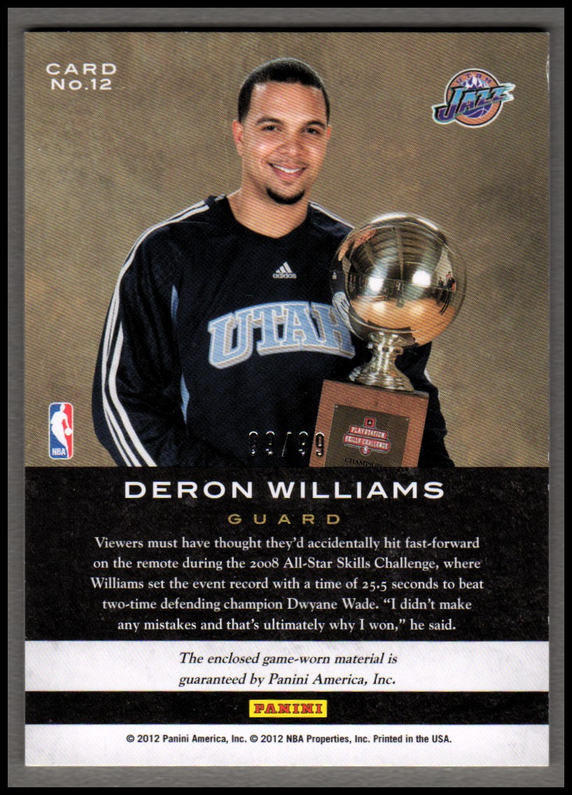 2011-12 Limited Trophy Case Materials #12 Deron Williams/99 back image