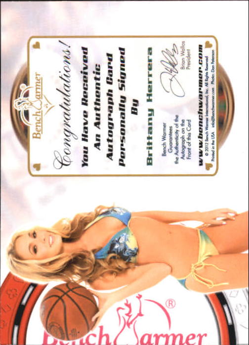 2012 Bench Warmer Vegas Baby Autographs Green Foil #7 Brittany Herrera back image