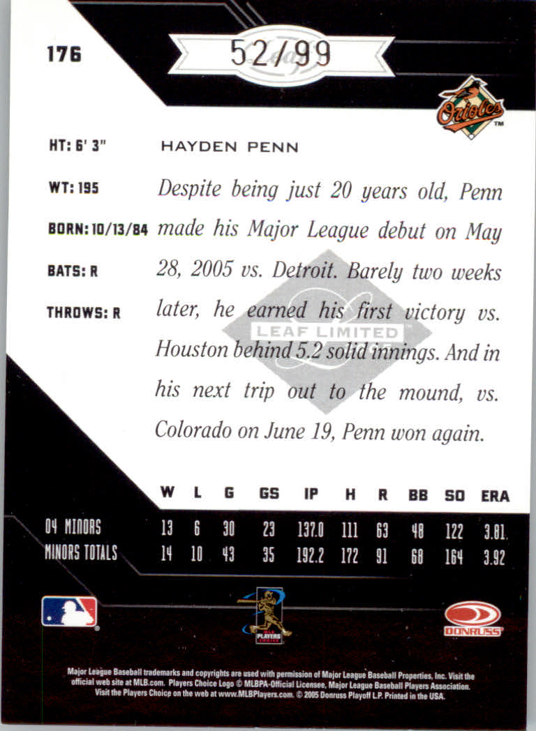 Tarjetas paralelas ""Phenoms 99" de béisbol Leaf Limited 2005 - Imagen 3 de 13