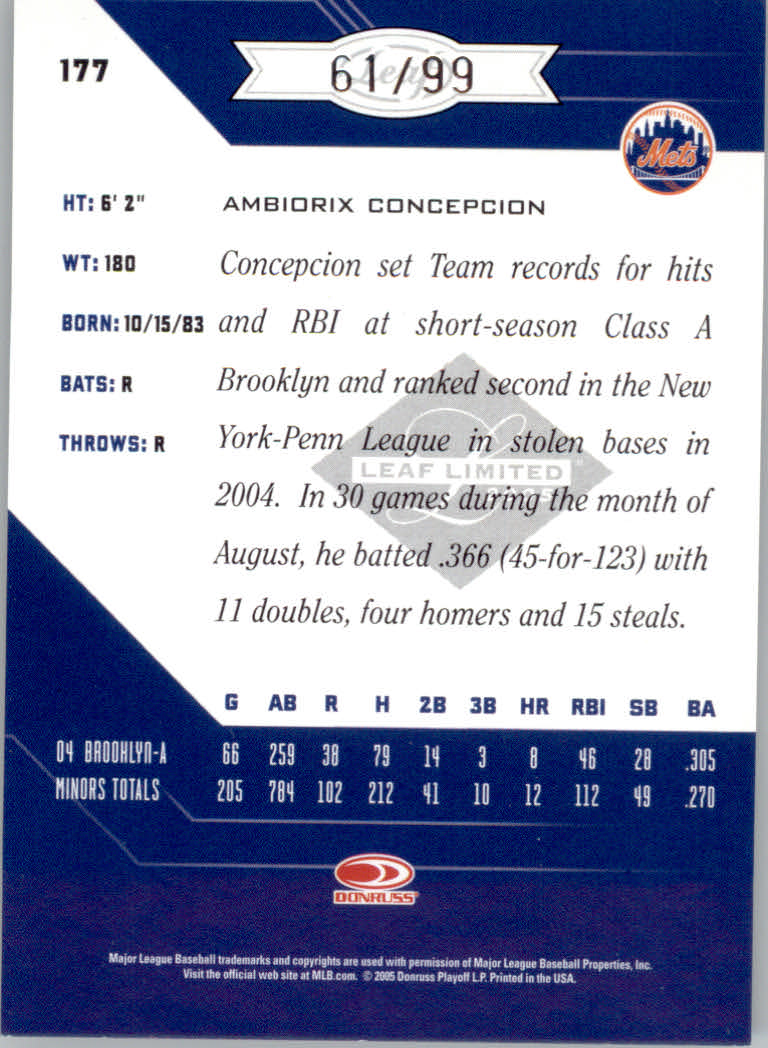 Tarjetas paralelas ""Phenoms 99" de béisbol Leaf Limited 2005 - Imagen 5 de 13