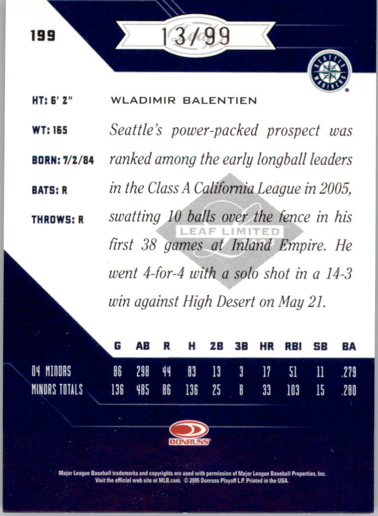 Tarjetas paralelas ""Phenoms 99" de béisbol Leaf Limited 2005 - Imagen 13 de 13
