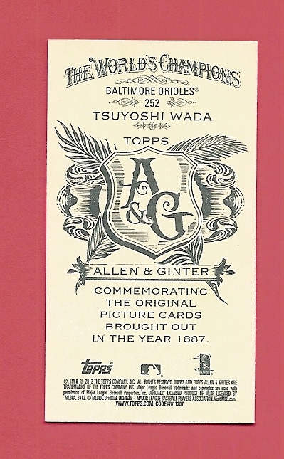2012 Topps Allen and Ginter Mini A and G Back #252 Tsuyoshi Wada