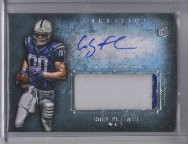 2012 Topps Inception Rookie Jumbo Patch Autographs #AJPCF Coby Fleener